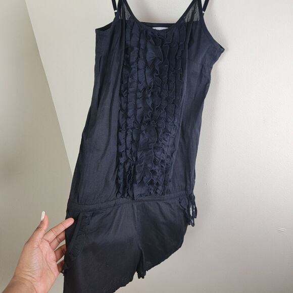 Karakorum Womens Light Cotton Ruffle Romper size S Black Sleeveless Summer Beach - Picture 3 of 10